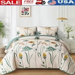 Floral Botanical Quilt Set Farmhouse Bedding W/ Pillow Covers Soft Comfortable. Fixed Price $54.77.