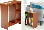 Slim End Table With Drink Holder & Built Shelve Nightstand Wood. Fixed Price $42.50.