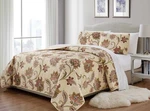 Mk Home 3PC King/california Bedspread Quilted Print Floral Beige Red Blu.... Fixed Price $32.90.