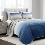 Lush Decor Crinkle Ombre 3 Piece Quilt Set, Full/queen, Navy & Gray. Fixed Price $49.20.
