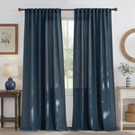 Nicetown Thick Linen Semi Sheer Navy Blue Curtains For Bedroom, Pleat Tape Se.... Fixed Price $57.18.