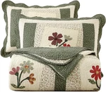 Vctops Farmhouse Green 3 Piece Embroidered Floral Quilt Set. Fixed Price $159.19.