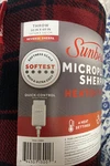 Sunbeam Heated Electric Blanket - Sherpa, Microplush Black & Red, 50" X 60. Fixed Price $33.95.