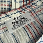Vtg Sears Toughcord Bedspread Cover Fabric Red White Blue Plaid 72W X 100L. Fixed Price $19.90.