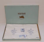 Vintage Heritage Blue Flowers Hand Embroidery Double Sheet & 2 Pillow Case Set. Fixed Price $28.89.