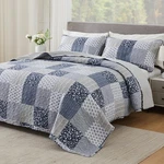 Cozyholy Navy Blue Gray Oversized Quilt KING(128"X120"),. Fixed Price $102.91.