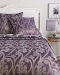 $2100 New Frette Have Fun King Coverlet + 3 Euro Shams Violet Gold Grey Quilt. Fixed Price $1200.00.
