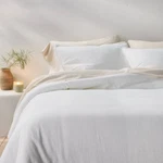 Full/queen Heavyweight Linen Blend Comforter & Sham Set White - Casaluna: Rayon. Fixed Price $59.99.