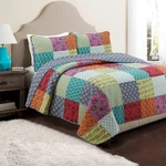 Bright Bold Multi Color Boho Floral Patchwork Cotton Quilt Bedding Set. Fixed Price $79.99.
