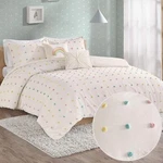 Quilt Set Cotton Jacquard Weave Colorful Poms Accent All Season Shabby Chic B.... Fixed Price $110.77.
