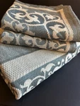 Denim Blue King Bedspread Sham Set Jacquard Weave Medallion Superior 3PC. Fixed Price $69.00.