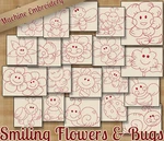 20 Smiling Flowers & Bugs Quilt Blocks Embroidered. Fixed Price $69.95.