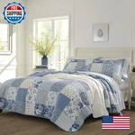Laura Ashley - King Quilt Set Reversible Cotton Bedding Matching Shams. Fixed Price $146.42.