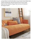 Vctops Boho Circle Embroidery Couch Sofa Cover Solid Color Cotton Quilted Non.... Fixed Price $25.99.