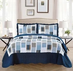 Fancy Collection 3PC Bedspread Cover White Navy Squares King/california K.... Fixed Price $36.18.