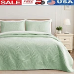 Ultrasonic Leaf Pattern Quilt Set Lightweight King Size Bedding W/ Pillow Shams. Fixed Price $45.58.