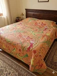 Indian Bird Printed Peach Color Cotton Kantha Quilt Blanket Throw Bedspreads. Fixed Price $69.72.