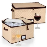 Wine Glass Storage Box With Dividers - Stemware Case, Durable Quilted Mi. Fixed Price $54.55.