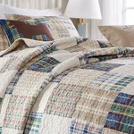 New! Cozy Classic Tan Beige Blue Red Green Denim Cabin Lodge Plaid Quilt Set. Fixed Price $188.32.