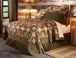 Hand Stitched Country Quilt Farmhouse Block Star Patchwork Green Tan Tea Cabin. Fixed Price $150.95.