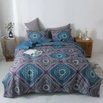 Dada Bedding Bohemian Native Rustic Navy Blue Geometric Diamond Bedspread Set. Fixed Price $84.90.