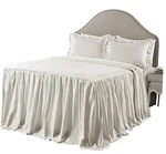 Ticking Stripe Bedspread Size 3 Piece Set - Ruffle Bedding Queen Wheat. Fixed Price $117.20.