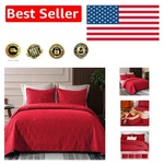 Elegant California King Quilt Set 3-PIECE Soft Bright Red With Geometric Stars. Fixed Price $71.04.