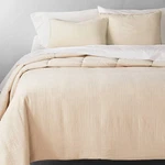 King Textured Chambray Cotton Comforter & Sham Set Natural - Casaluna. Fixed Price $54.39.