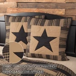 Black Check Star Quilted Euro Sham Fabric Ruffled 26X26 Khaki Patchwork Vhc. Fixed Price $21.21.