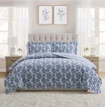 Blue Toile 3 Piece Quilt Set Full Queen Bedding Farmhouse Floral Adult. Fixed Price $54.62.