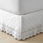 Eyelet Classic Cool Cotton Percale Solid Bed Skirt - White, Full.... Fixed Price $122.00.
