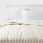 King Lofty Microfiber Printed Comforter Khaki/white Striped - Room Essentials:. Fixed Price $14.99.