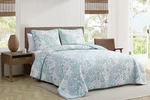 Tommy Bahama Quiltset Reversible Cotton Bedding Matching Shams Laguna Beach Aqua. Fixed Price $69.95.