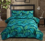 Tropical Green Palm Tree Leaf Print Bedspread Set - King Size Reversible Ligh.... Fixed Price $47.91.