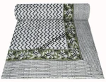 Indian Vintage Queen Kantha Quilt Floral Printed Cotton Jaipur Razai Bedspread. Fixed Price $91.68.