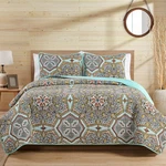 King Quilt Set, 5-PIECE Lightweight Reversible Medallion Boho Room. Fixed Price $50.99.