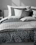 Duvet Cover Mid Century Modern Bedding Geo Print Minimalist Design Charcoal Grey. Fixed Price $49.80.