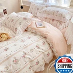 Amztop Duvet Covers Queen Size 100 Cotton Ruffle Fringe Skin Friendly Princess. Fixed Price $108.49.
