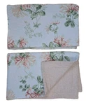 Laura Ashley Quilted Pillow Sham Cotton Honeysuckle Floral Pink Green King Pair. Fixed Price $28.00.