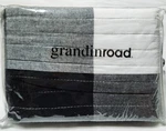 Grandin Road Keene King Quilted Sham Black Off White 20 X 36 Square Plaid Nip. Fixed Price $23.99.