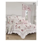 Royal Court Home Bungalow King Set Floral Quilted Pink Green Polyester. Fixed Price $40.00.