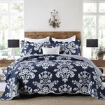 Queen Size, 100% Cotton Navy Blue Set Lightweight Quilted Bedspre.... Fixed Price $122.32.