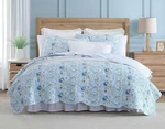 Laura Ashley Peony Garden Blue Floral Cotton Reversible Full/queen Quilt Set. Fixed Price $115.99.