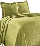 Superior Green Geometric Fret Jacquard Matelasse Queen Quilt Set 120" X 102". Fixed Price $119.00.