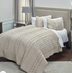 Rizzy Home BQ4209 Quilt, 106"X92", Brown/neutral. Fixed Price $105.00.