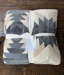 Pottery Barn Aubrey Velvet Patchwork King Quilt & 2 Standard Shams, Steel Blue. Fixed Price $329.13.