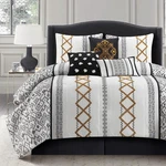 Lanco Modern Lifestyle Black Gold Comforter Set, 7 King,. Fixed Price $201.00.
