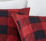 Martha Stewart Reversible Red Black Buffalo Check Plaid King Quilt Pillow Shams. Fixed Price $20.00.