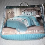 Lilianna King Set Blue Floral Pattern Bedding Machine Washable Quilted. Fixed Price $58.72.