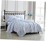 Laura Ashley Home - Quilt Set, Reversible Floral Cotton Twin Walled Garden Blue. Fixed Price $97.67.